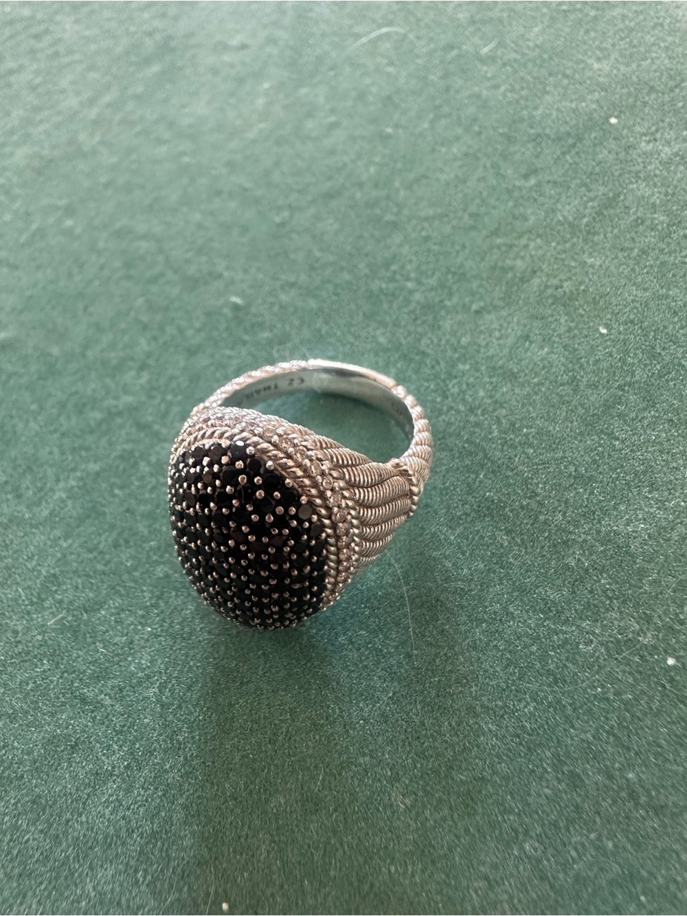 Judith Ripka Silver Ring with Black Pavé Top